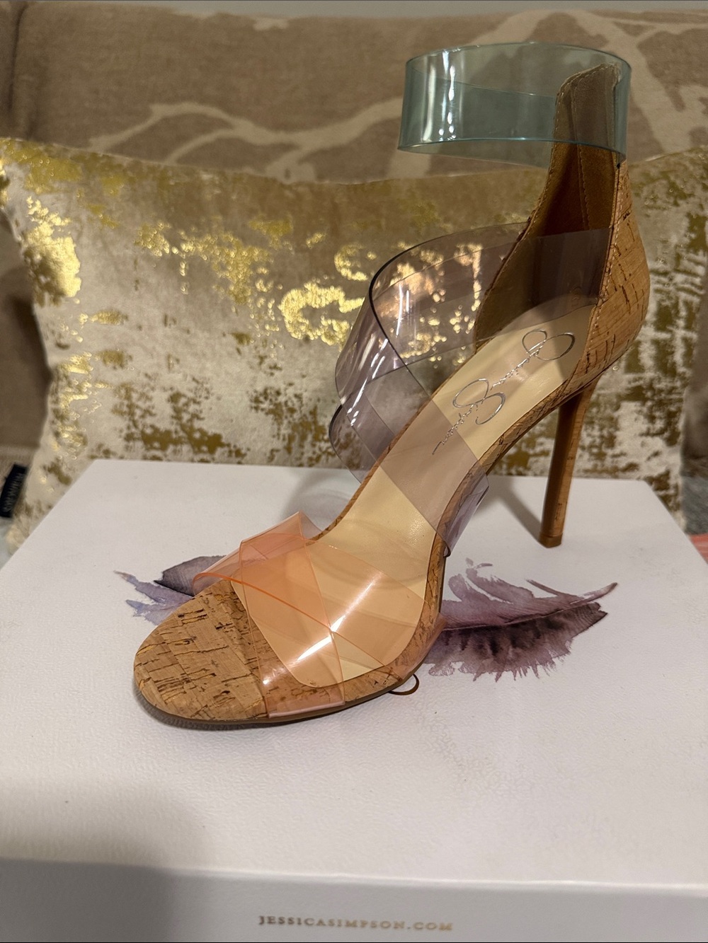 NWT Jessica Simpson Jullry Cork Clear Heels Size 8M
